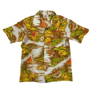 Vintage Pomare Hawaiian Shirt Sz M Mens Aloha Button Front Beach‎ Bright